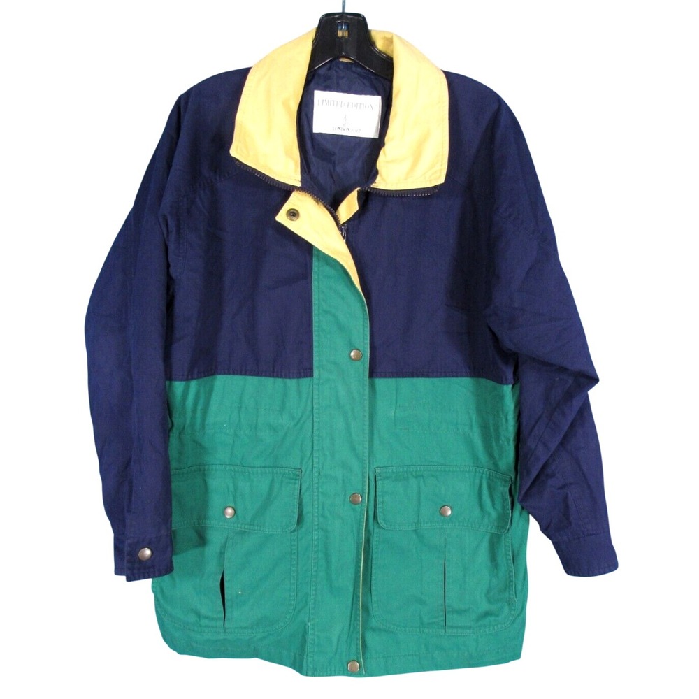 VTG LONDON FOG Jacket/Coat NAVY/GREEN/YELLOW Yachting Marina COLORBLOCK XS-REG